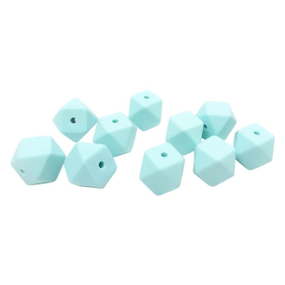 Silikonový korálek hexagon 14mm Mentolový