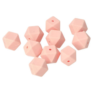 Silikonový korálek hexagon 14mm Broskvový
