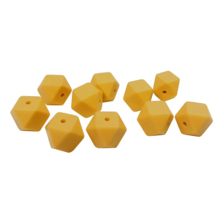 Silikonový korálek hexagon 14mm Hořčicový