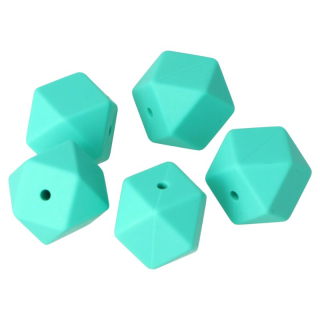 Silikonový korálek hexagon 17mm Tyrkysový