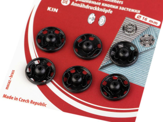 Kovové patentky Ø16 mm černé