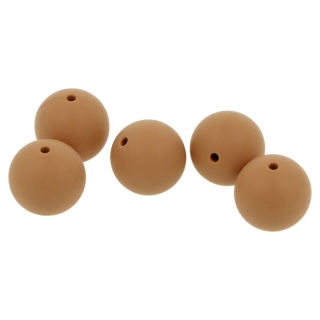 Silikonový korálek 19mm Světle hnědý